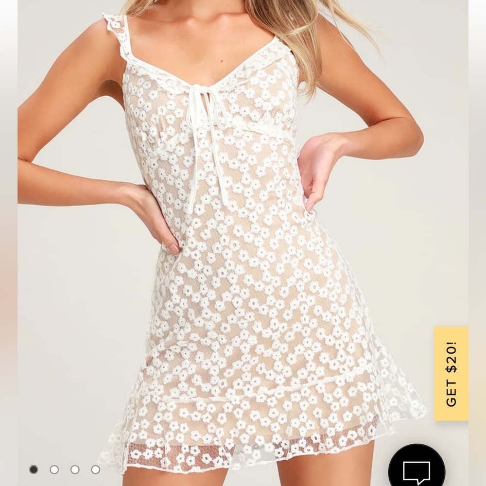 Lulu’s White Embroidered Mini Dress